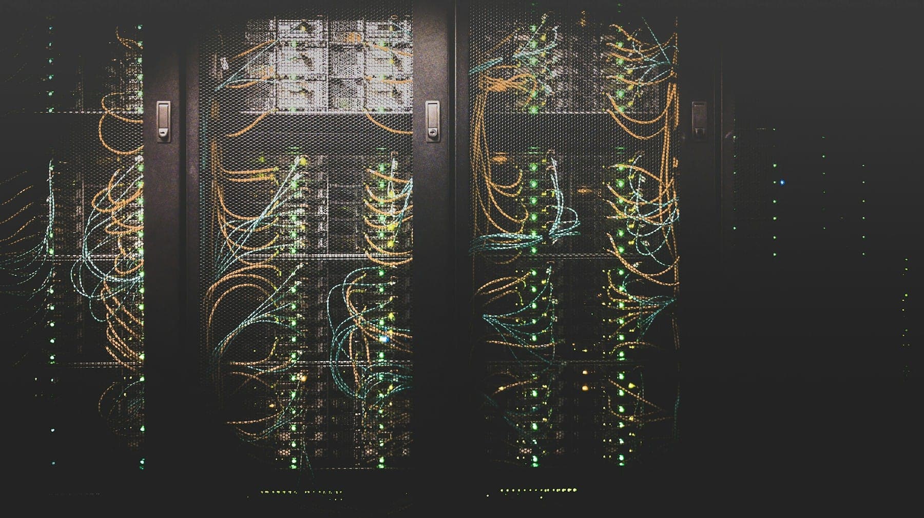 Server racks with neatly bundled network cables in a data centre